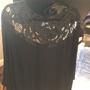 Black lace top mid sleeve by Avenue